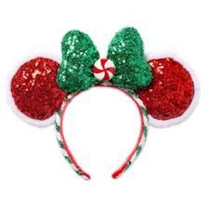 Disney Red and Green Sequin Mickey Ears Headband